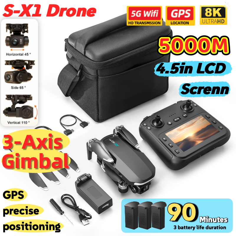 Drone Kit Professional - S-X1 MAX GPS Drone with 3-Axis