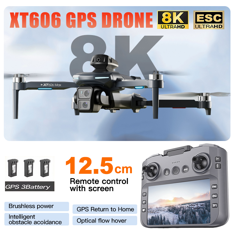 XT606 MAX 3 battery Drone 4k 8 – Drone Kit Long Range Bewertung und Preis